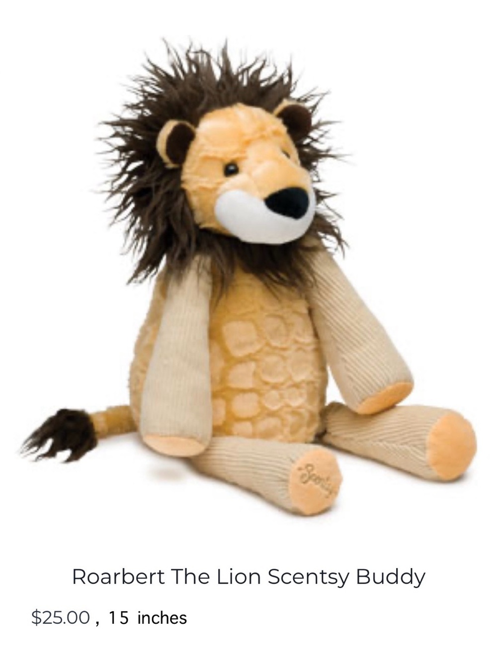 Roarbert the Lion 15” Retired Scentsy Buddy Plush Stuffed Animal NIB